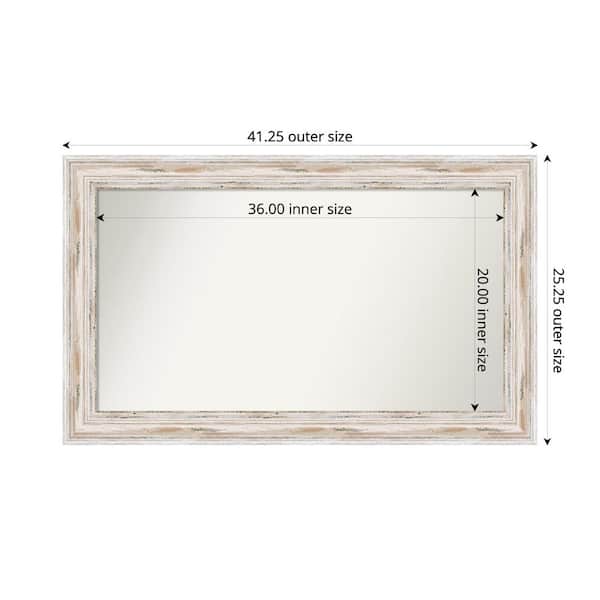 Amanti Art Alexandria Whitewash 41.25 in. x 25.25 in. Custom Non-Beveled Wood Framed Bathroom Vanity Wall Mirror