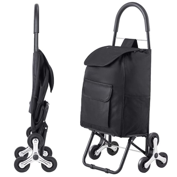 Stair Climber Trolley Dolly,36L Folding Shopping Cart,110lbs. , Grocery Cart Trolley Laundry  Handcart, Black