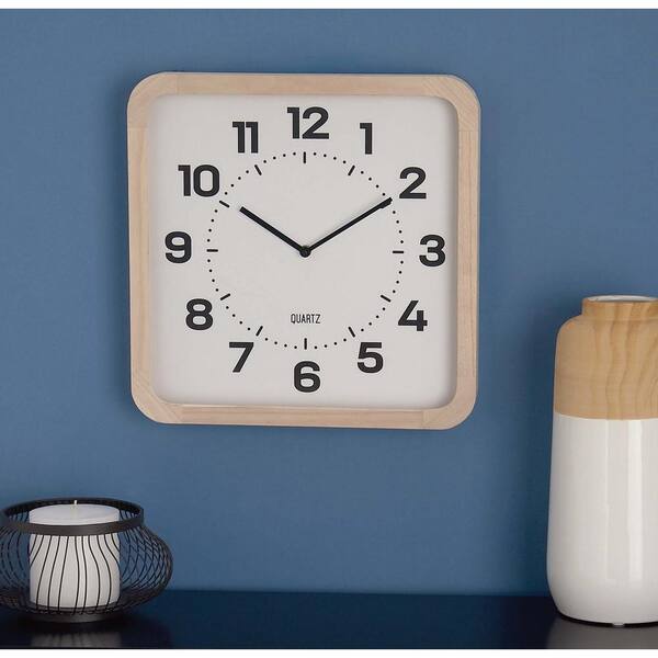 Litton Lane 15 in. x 15 in. Classic Brown and White Square Table Clock