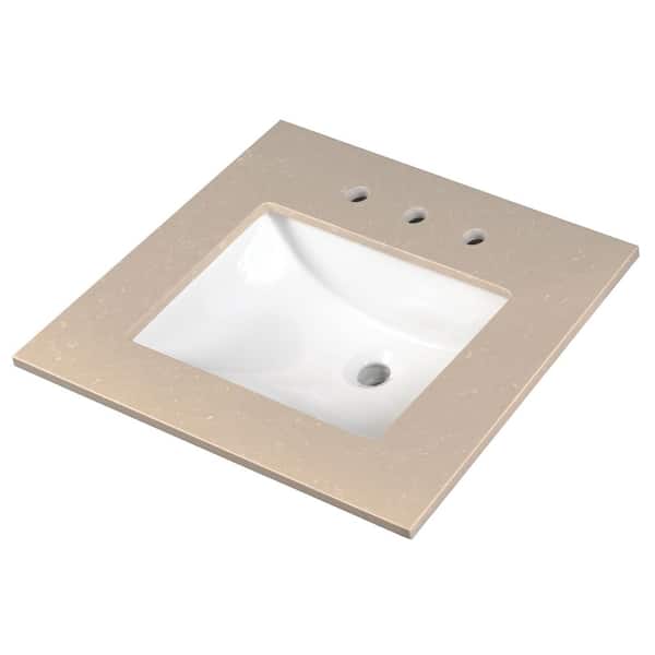 Cosmic Sand 31 in. W x 22 in. D Engineered Marble Vanity Top with White Rectangle Single Sink