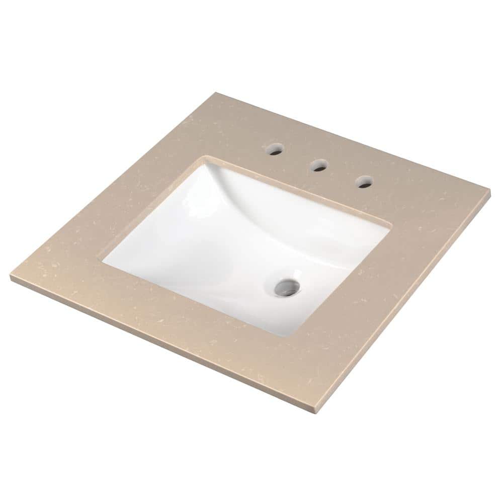 Sandino Sand 31-in White Engineered Marble Vanity Top with Single Sink
