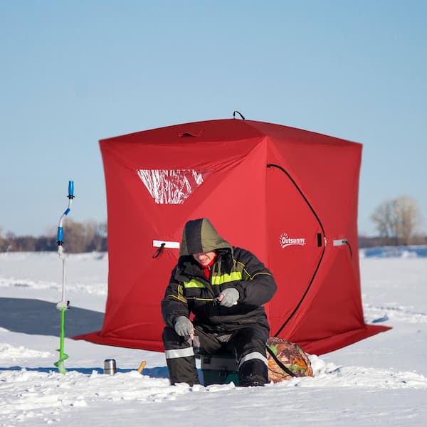 Outsunny 4-Person Ice Fishing Shelter Insulated Waterproof