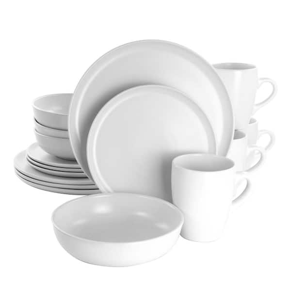 Gibson Bee and Willow Milbrook 16 Piece Round Stoneware Dinnerware Set in  White