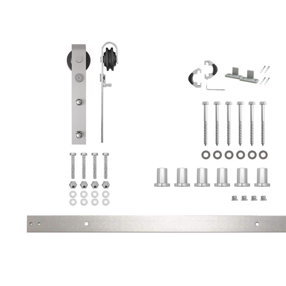7.5 ft./90 in. Brushed Nickel Non-Bypass Sliding Barn Door Track and Hardware Kit for Single Door price history on PriceWatchPro