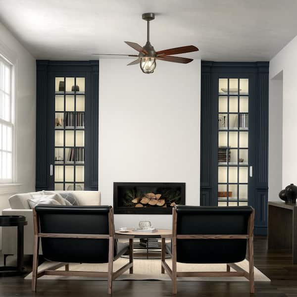 Lydra 52 in. Indoor/Outdoor Olde Bronze Downrod Mount Ceiling Fan with LED Bulbs with Wall Control Included