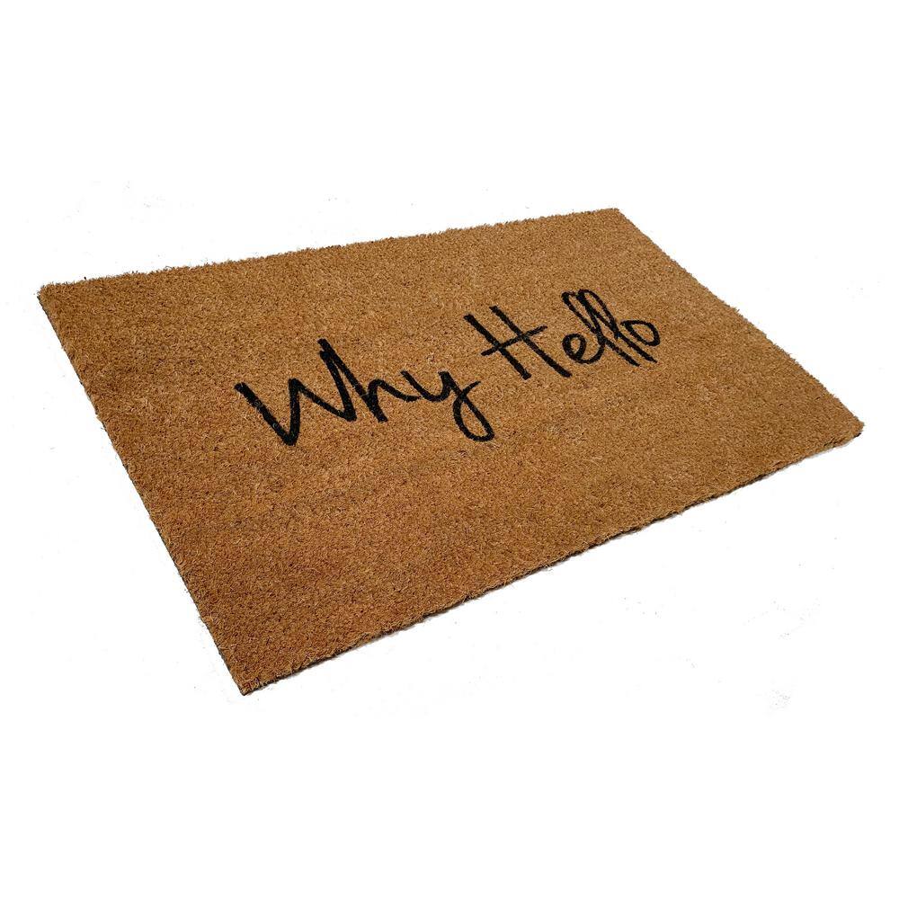 Why Hello Natural Coir Outdoor Doormat 30" x 48"