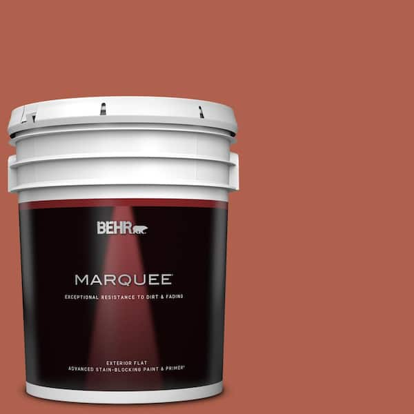 BEHR MARQUEE 5 gal. #BIC-46 Clay Red Flat Exterior Paint & Primer