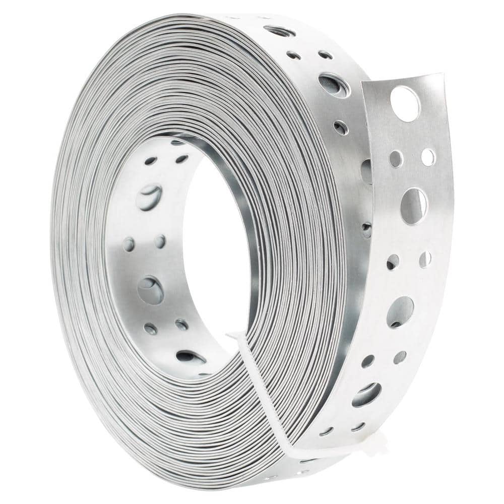 1 in. x 33 ft. 0.6 mm Thickness Metal Strap, Pipe Hanger Strap with Holes M