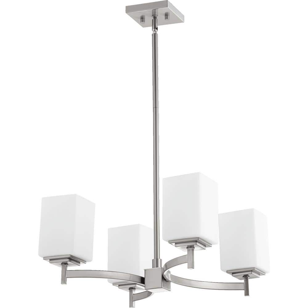 Quorum International 6/14/6040 L7 Collection 6-Light Chandelier 29.5 x 13 x 8.2 Chrome Finish with Satin Opal Glass 