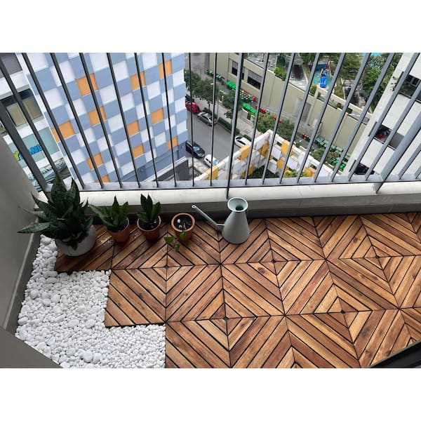 12 in. x 12 in. Square Wood Flooring Deck Tile in Brown, 10-Pack Covering 10 sq. ft.