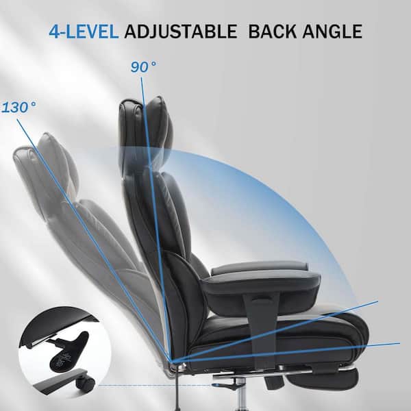 Bonded Leather Adjustable Height Executive Chair Boss Chair Big and Tall Office Chair Computer Chair Desk Chair in Black