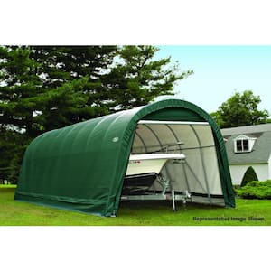 ShelterCoat 15 ft. x 28 ft. Wind and Snow Rated Garage Round Green STD