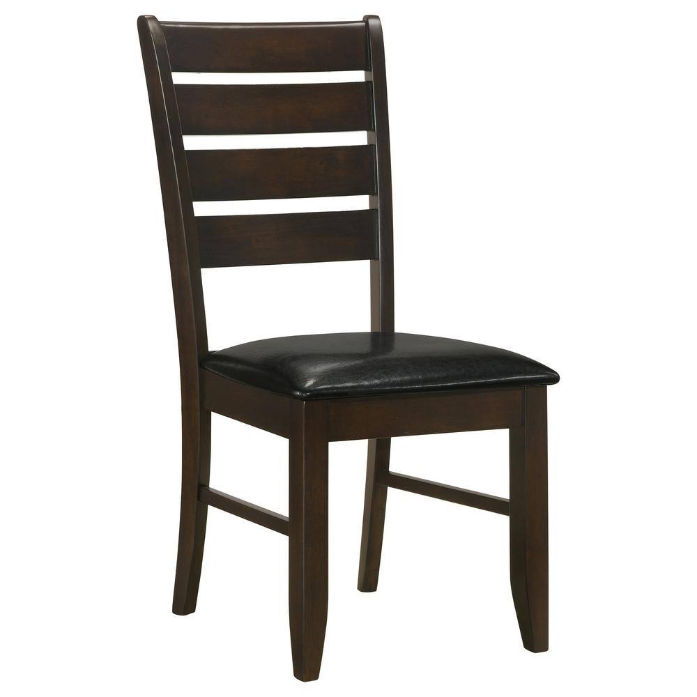 Espresso Brown Faux Leather Upholstered Ladderback Side Chair