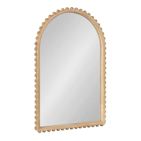 Beadbrook Natural 20 in. W x 30 in. H Arch Wood Framed Mirror