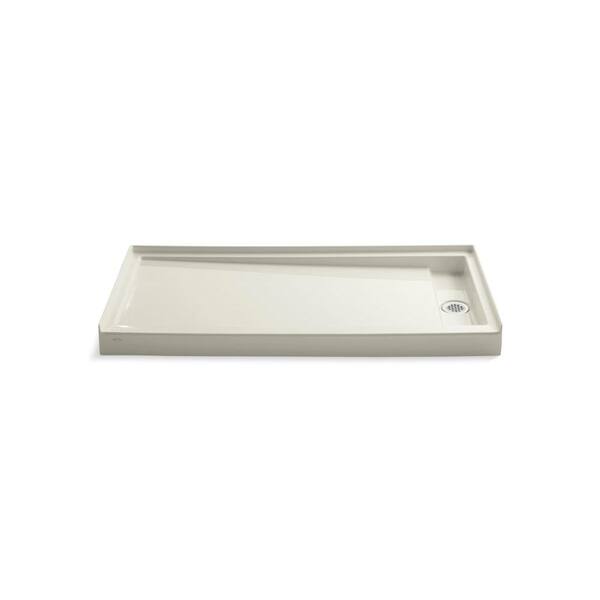 KOHLER Groove 60 in. x 32 in. Single Threshold Shower Base in Biscuit