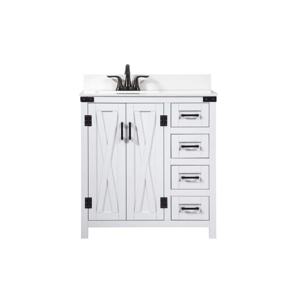 Simply Living 32 in. W x 19 in. D x 34 in. H Bath Vanity in White with Ivor
