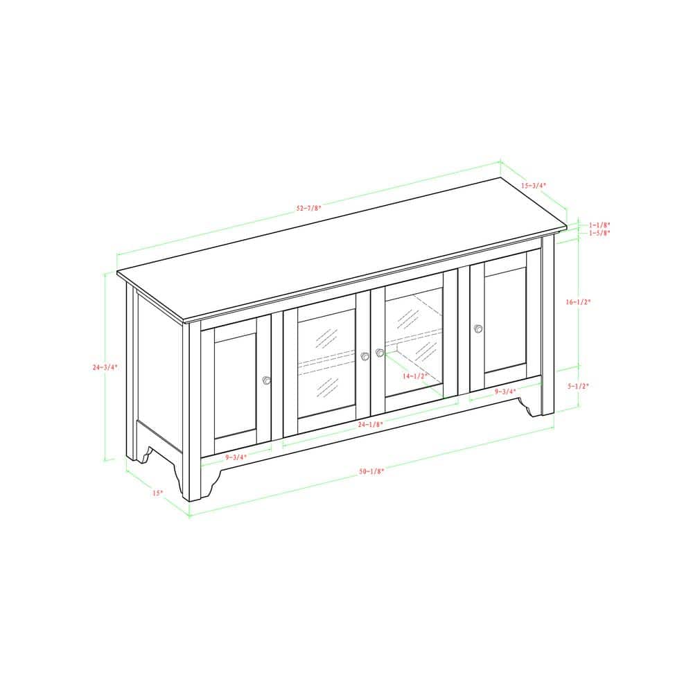 White 52" Wood TV Media Stand with Cabinets