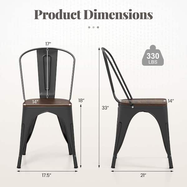 Gymax Tolix Style Metal Dining Chairs (Set of 4) w/ Wood Seat and