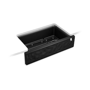 Cairn 35.69 in. Undermount Single Bowl Matte Black Engineered Stone Kitchen Sink