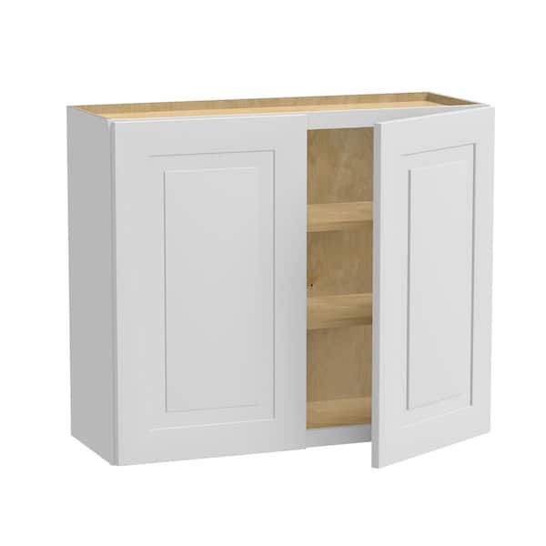 Grayson 36 in. W x 12 in. D x 30 in. H Assembled Plywood Wall Kitchen Cabinet in Pacific White with Soft Close