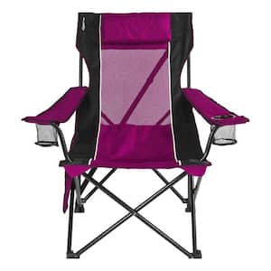Pink Folding Camping Chair with Built-in Cup Holder and Detachable Pillow