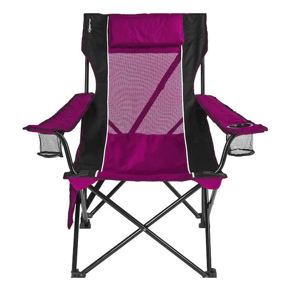 Unbranded Pink Folding Camping Chair with Built-in Cup Holder and Detachable Pillow