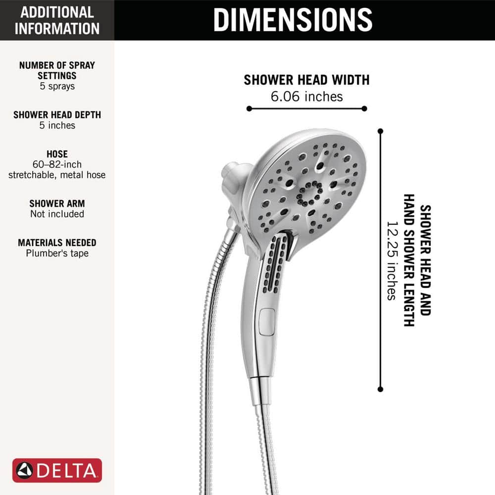 Chrome Dual Handheld Rain Shower Head with Magnetic Docking