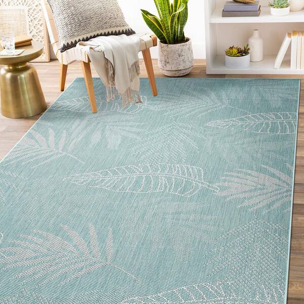 World Rug Gallery Floral Tropical Indoor/Outdoor Area Rug - Blue 7'10 x 10