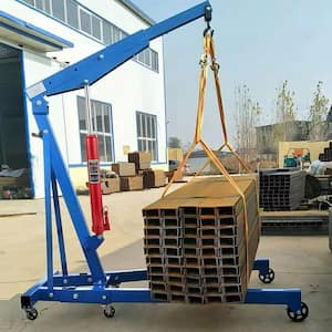 3-Tons 6600 lbs. Red Hydraulic Long Ram Jack Manual Cherry Picker with Single Piston Pump, Clevis Base and Handle