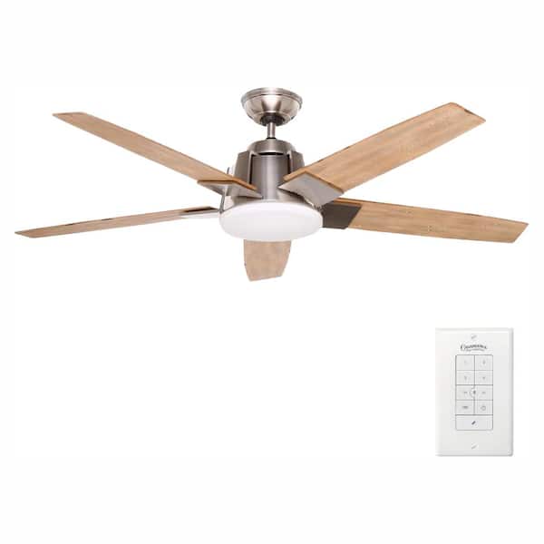 Casablanca Zudio 56 in. Integrated LED Indoor Brushed Nickel Ceiling Fan with Universal Wall Control