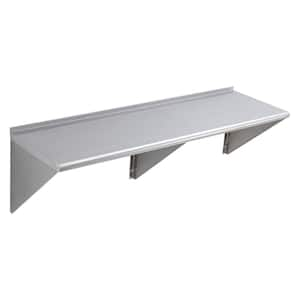 18 in. x 60 in. Stainless Steel Shelf, Wall Mounted Floating Shelving with Brackets, 450 lbs. Load Capacity Silver