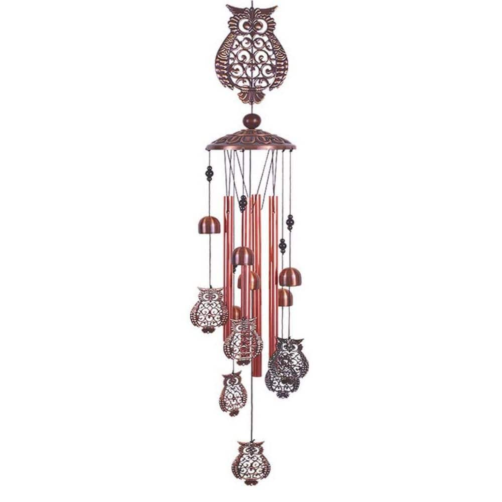 36 in. Metal Owl Wind Chimes Outdoor Indoor Decor