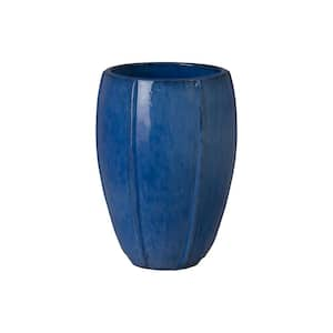 11 in. L x 16 in. H Blue Snow Ceramic Round Planter