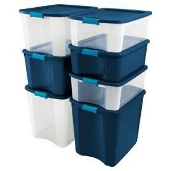 Sterilite 18 Gallon Plastic Storage Container Tote with Latching Lid (12 Pack)