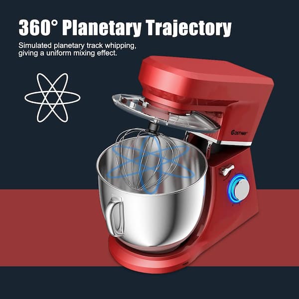 Costway 800W 7 qt. . 6-Speed Red Stainless Steel Multi-Functional Stand  Mixer Meat Grinder Sausage Stuffer Juice Blender EP24645RE - The Home Depot