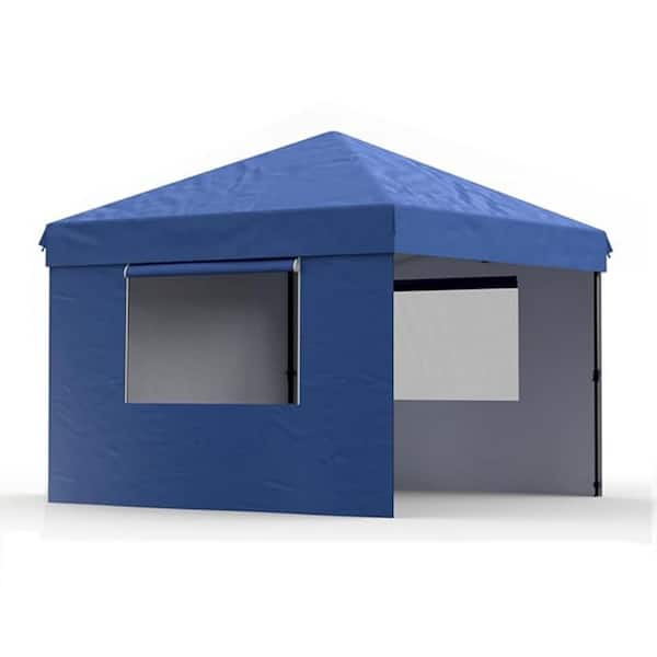 10 ft. x 10 ft. Instant Pop Up Canopy Tent Sun Shelter in Blue with 3 Removable Sidewalls and Adjustable Height