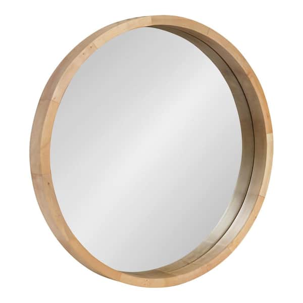 Kate and Laurel Hutton Round Natural Wall Mirror