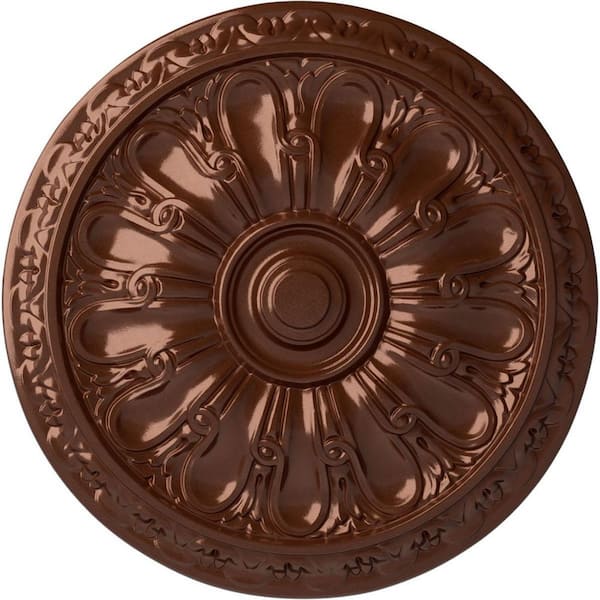 Ekena Millwork 15-3/4 in. x 5/8 in. Kirke Urethane Ceiling Medallion (Fits Canopies upto 3-3/4 in.), Copper Penny