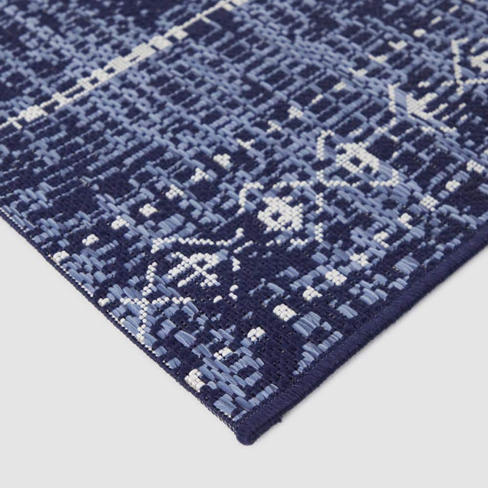 Ferdinand Navy Rectangular Braided Synthetic Oriental Rug