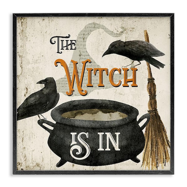 Stupell Industries Vintage Witch is in by Deane Beesley 1 Piece Framed Graphic Print Animal Poster Art Print 24 in. x 24 in.