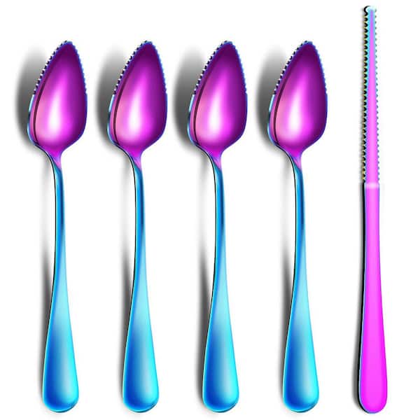 5-Piece Mirror Polished Stainless Steel Grapefruit Spoon and Knife Set