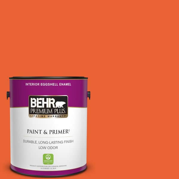 BEHR PREMIUM PLUS 1 gal. #210B-7 Flame Eggshell Enamel Low Odor Interior Paint & Primer