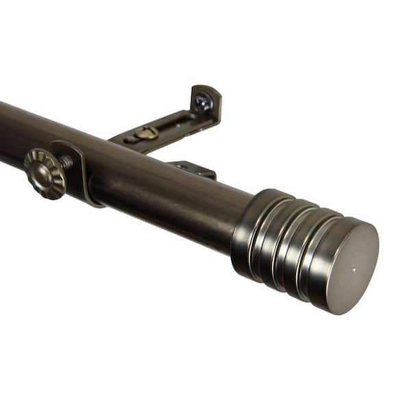 Rod Desyne 120 in. - 170 in. Antique Brass Telescoping Single Curtain Rod Kit with Lee Finial