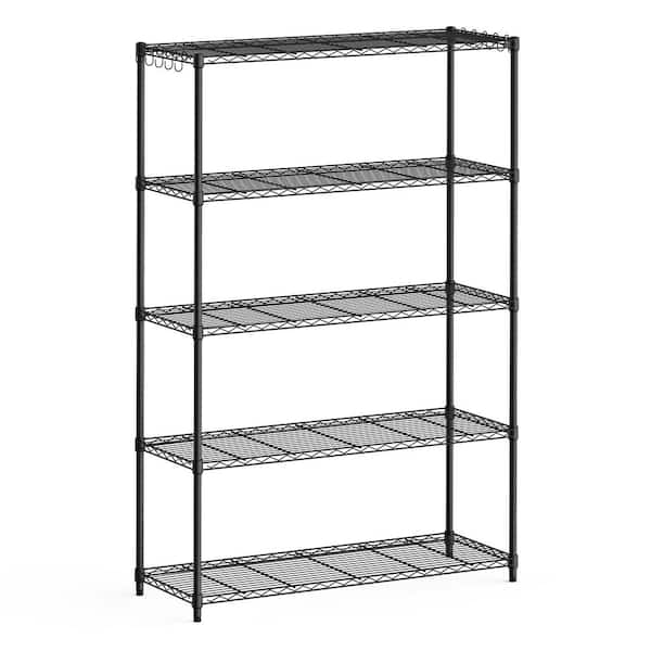 ZACHVO 5-Tiers Steel Adjustable Garage Storage Shelving Unit in Black (47 in. W x 71 in. H x 18 in. D)