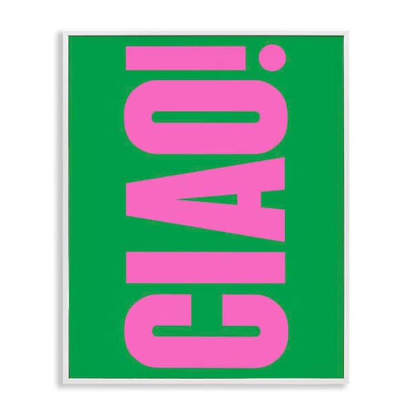 Stupell Industries Ciao Pink and Green by House of Lulu White Framed Typography Giclee Art Print 30 in. x 24 in.