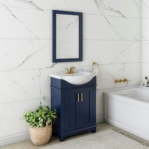 Hudson 24 in. W x 17 in. D x 35 in. H Bathroom Vanity in Royal Blue with White Ceramic Vanity Top with White Basin