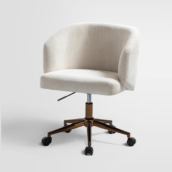 JAYDEN CREATION Cesare Ivory Corduroy Upholstered Mid-Century Modern ...