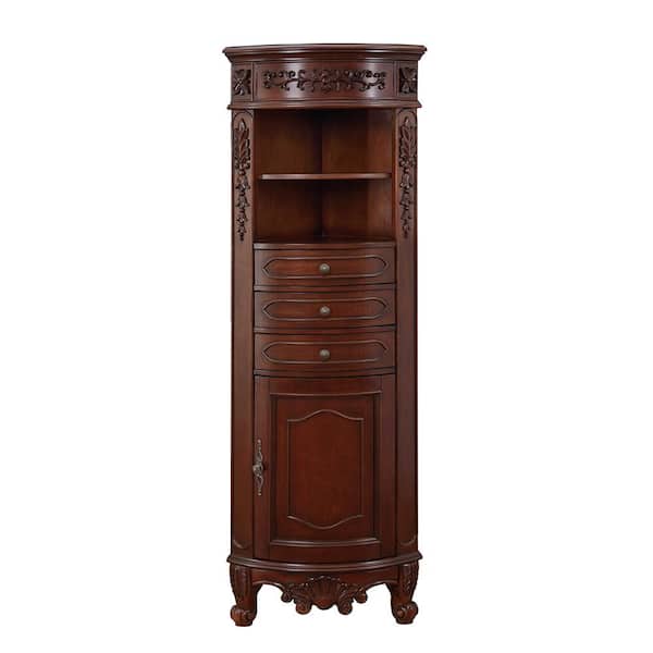 Photo 1 of **NEW BUT DAMAGED**  Winslow 22 in. W x 14 in. D x 67.5 in. H Single Door Linen Cabinet in Antique Cherry