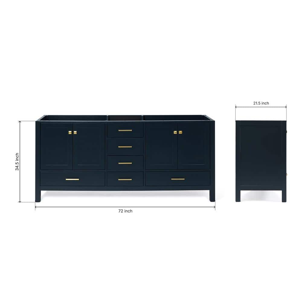 Midnight Blue 72" Double Freestanding Solid Wood Vanity