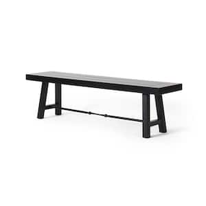 Jace 2-Person Black Wood and Metal Outdoor Bench